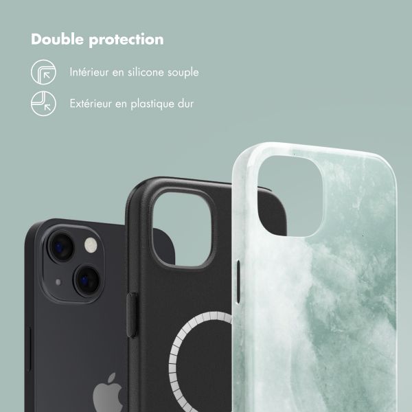 Selencia Coque arrière Vivid Tough avec MagSafe iPhone 13 - Marble Grayed Jade