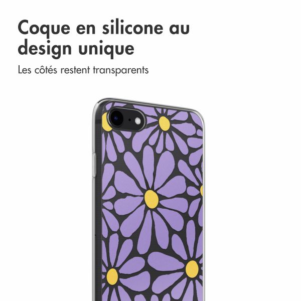 imoshion Coque design pour iPhone SE (2022 / 2020) / 8 / 7 - Tropical Violet Flowers Connect