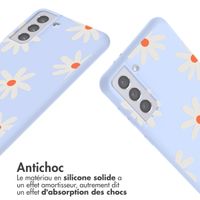 imoshion Coque design en silicone avec cordon Samsung Galaxy S21 Plus - Lila Flower Distance