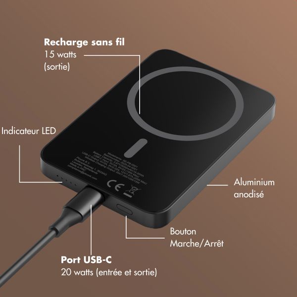 Selencia Powerbank Vivid 5 000 mAh - MagSafe et Qi2 - Noir / Leopard