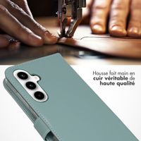 Selencia Étui portefeuille en cuir véritable Samsung Galaxy A55 - Air Blue