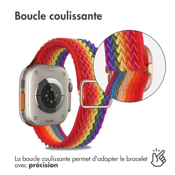 imoshion Bande élastique en nylon Apple Watch Series 1-10 / SE / Ultra (2) - 42/44/45/46/49 mm - ﻿Rainbow