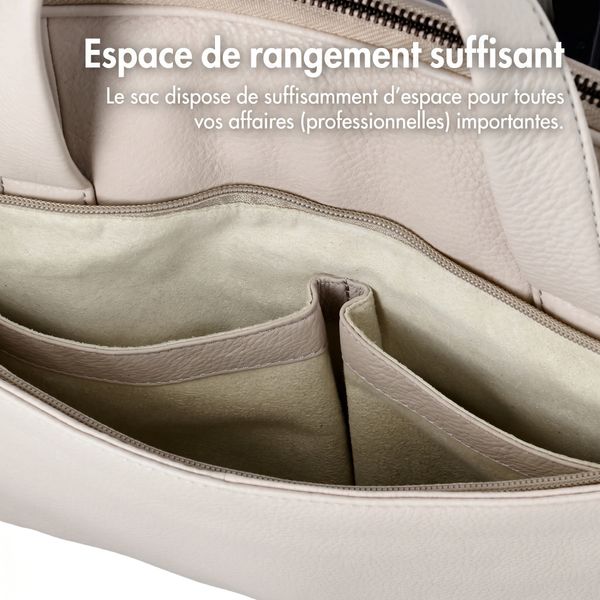 Accezz Leather Sac ordinateur 16 pouces - Beige