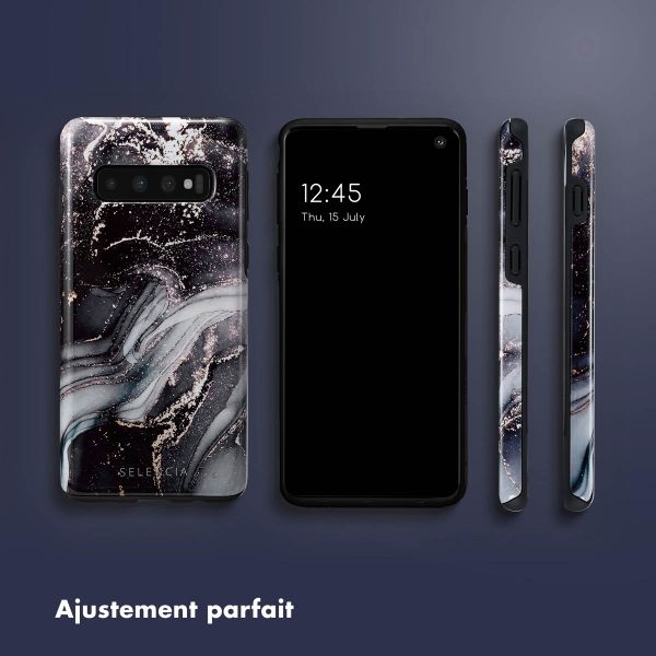 Selencia Coque arrière Vivid Tough Samsung Galaxy S10 - Chic Marble Black