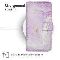 imoshion Étui de téléphone portefeuille Design Samsung Galaxy A20e - Purple Marble