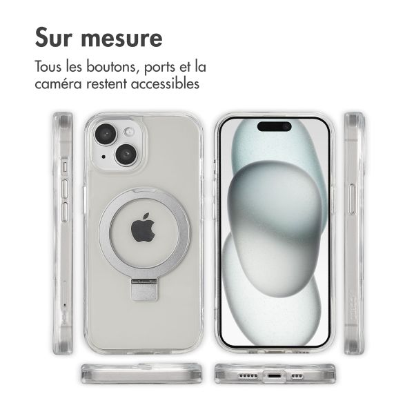 Accezz Coque Ring Stand avec MagSafe Apple iPhone 15 - Transparent
