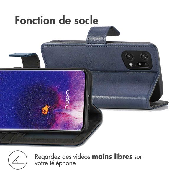 imoshion Étui de téléphone portefeuille Luxe Oppo Find X5 5G - Bleu foncé