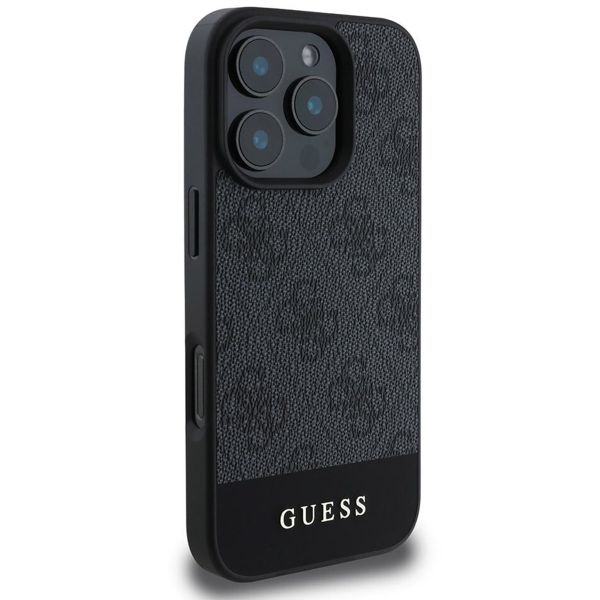 Guess Coque arrière Bottom Stripe 4G iPhone 16 Pro Max - Gris