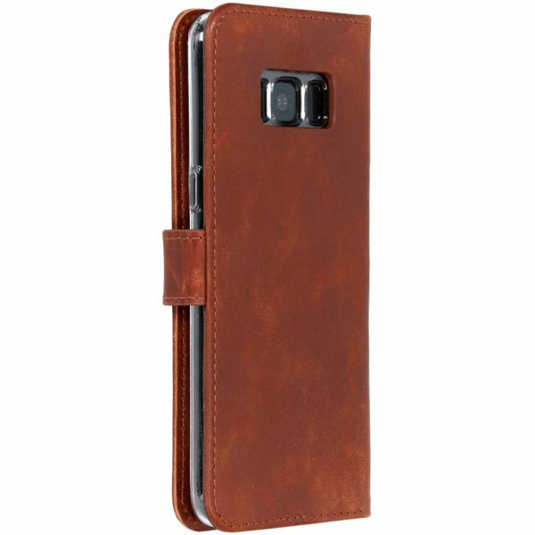 Selencia Étui portefeuille en cuir véritable Samsung Galaxy S8 - Marron clair