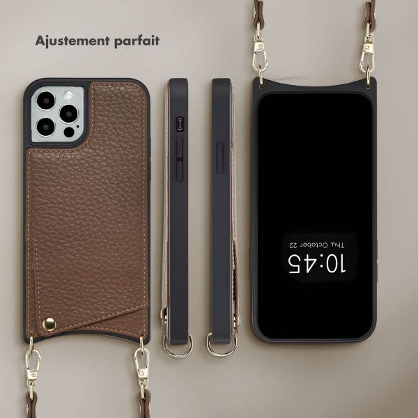 Selencia Coque de télephone Nova avec cordon et porte-cartes Apple iPhone 12 (Pro) - Mocha Brown
