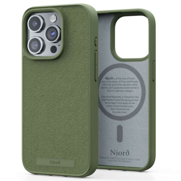 Njorð Collections Coque daim Comfort+ MagSafe iPhone 15 Pro - Olive