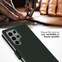 Selencia Étui portefeuille en cuir véritable Samsung Galaxy S24 Ultra - Vert