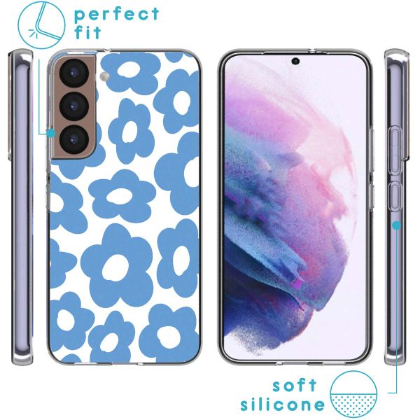 imoshion Coque Design Samsung Galaxy S22 - Retro Blue Flowers