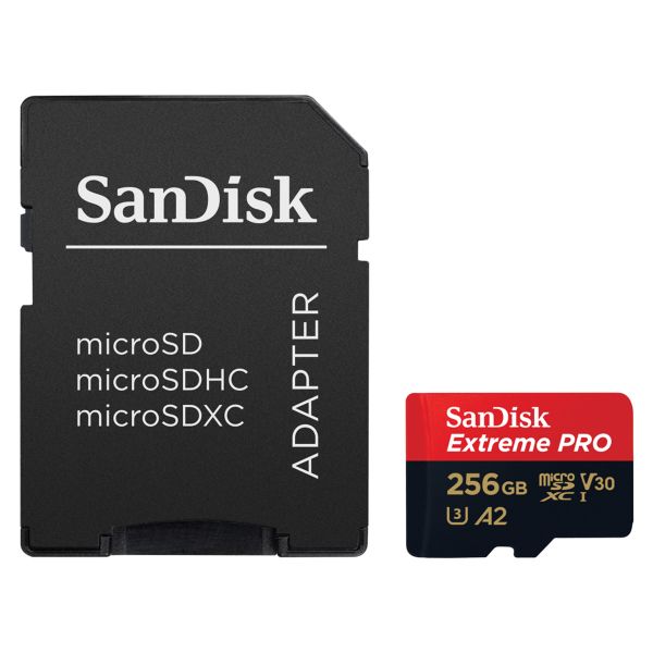 SanDisk microSD Extreme PRO - 256GB - Inclus un adaptateur SD et RescuePro Deluxe - UHS-I/U3/Full HD/4K UHD