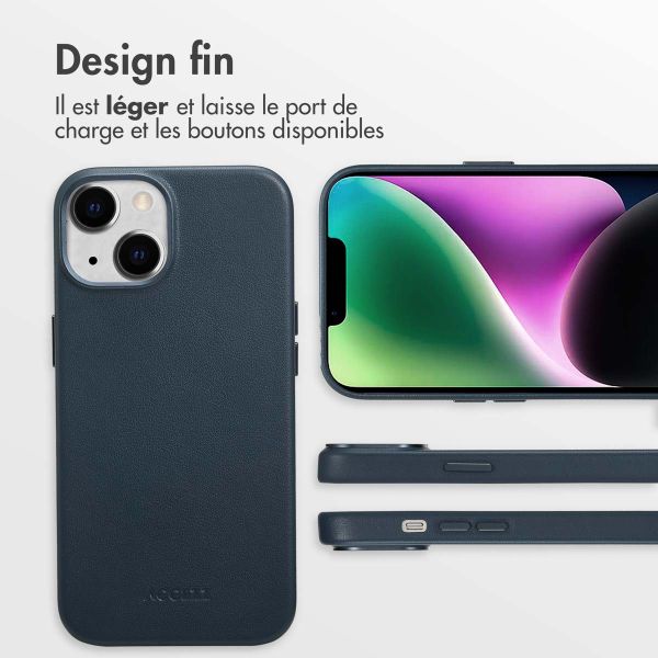 Accezz Coque arrière en cuir avec MagSafe Apple iPhone 14 - Nightfall Blue