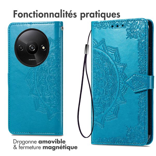 imoshion Etui de téléphone portefeuille Mandala Xiaomi Redmi A3 - Turquoise