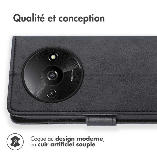 imoshion Étui de téléphone portefeuille Luxe Xiaomi Redmi A3 - Noir