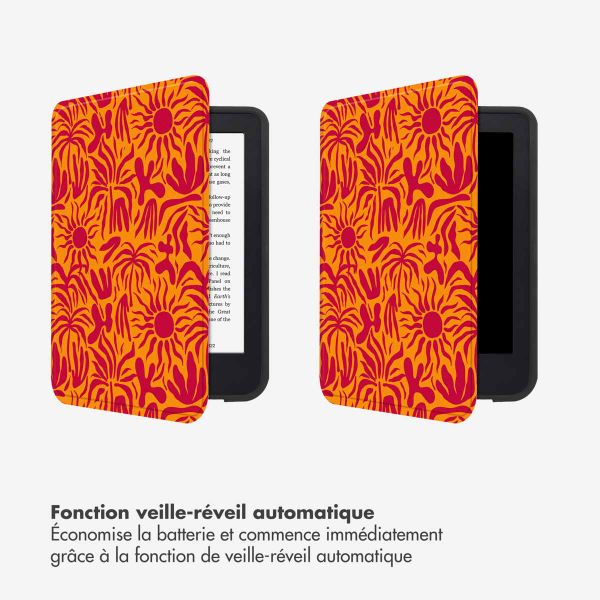 Selencia Étui de liseuse portefeuille Vivid Kobo Clara Colour / Clara BW - Tropical Vibes Apricot
