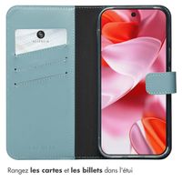 Selencia Étui portefeuille en cuir véritable Google Pixel 10 / 10 Pro - Bleu clair