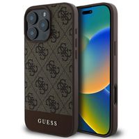 Guess Coque arrière Bottom Stripe 4G Apple iPhone 16 Pro - Marron