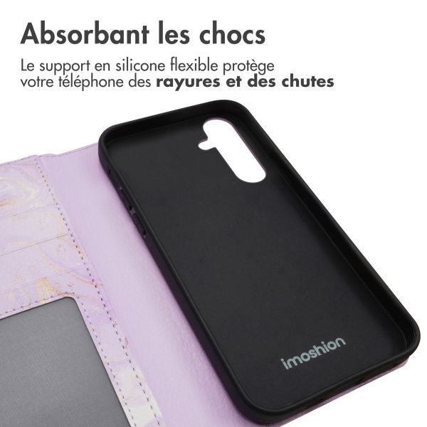 imoshion Étui de télephone portefeuille Design Samsung Galaxy S23 FE - Purple Marble