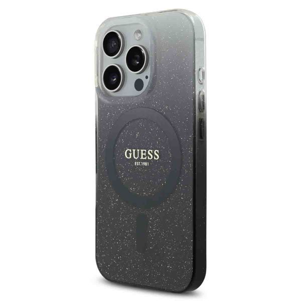 Guess Coque MagSafe IML Glitter Gradient Apple iPhone 16 Pro Max - Noir