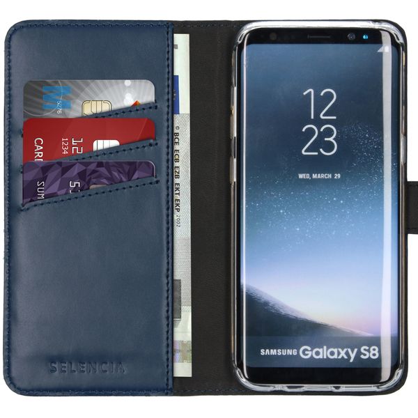 Selencia Étui portefeuille en cuir véritable Samsung Galaxy S8 - Bleu