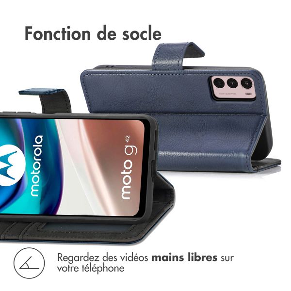 imoshion Étui de téléphone portefeuille Luxe Motorola Moto G42 - Bleu foncé