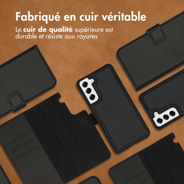 Accezz Étui de téléphone portefeuille en cuir de qualité supérieure 2 en 1 Samsung Galaxy S21 FE - Noir