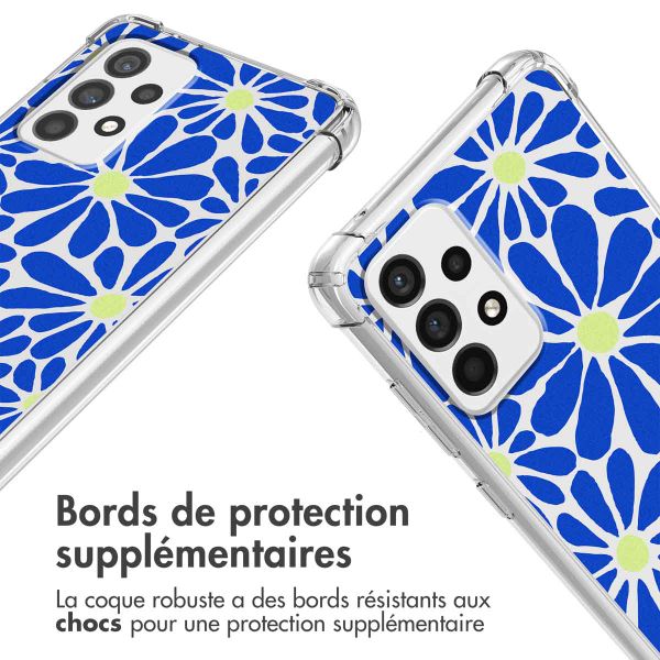 imoshion Coque Design avec cordon Samsung Galaxy A53 - Cobalt Blue Flowers Connect