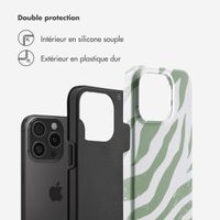 Selencia Coque arrière Vivid Tough iPhone 15 Pro - Colorful Zebra Sage Green