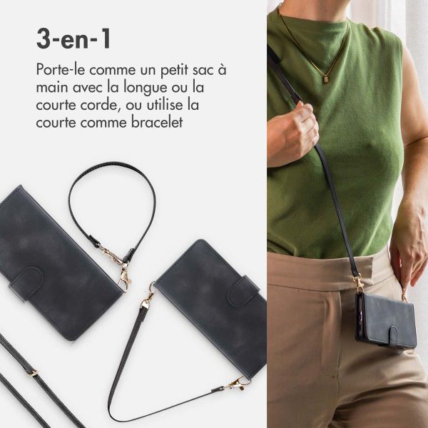 imoshion Etui de télephone portefeuille avec cordon Apple iPhone 16 - Noir