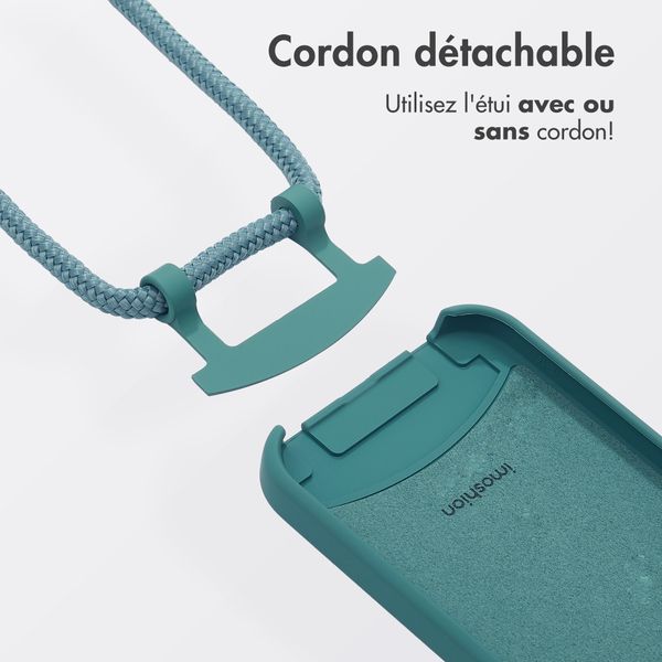 imoshion Coque arrière Color avec cordon amovible et MagSafe Apple iPhone 12 (Pro) - Vert foncé
