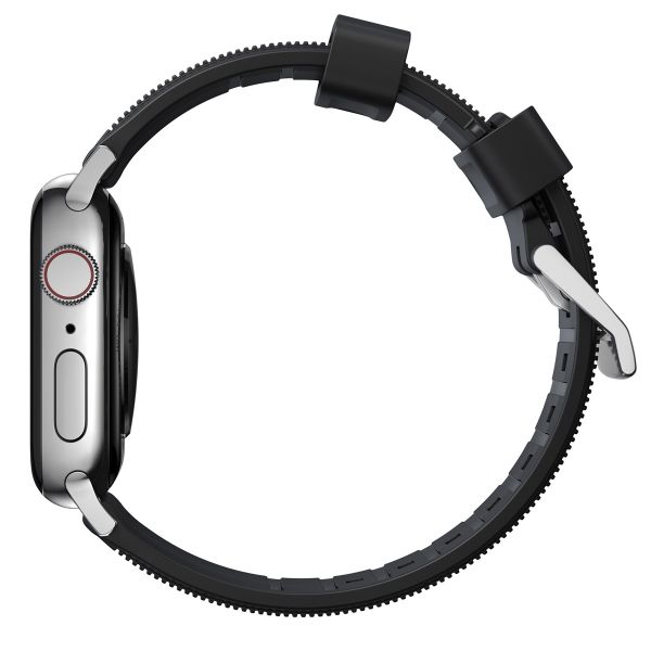 Nomad Bracelet robuste FKM Apple Watch Series 1 t/m 11 / SE / Ultra (44/45/46/49 mm) - Argent / Noir