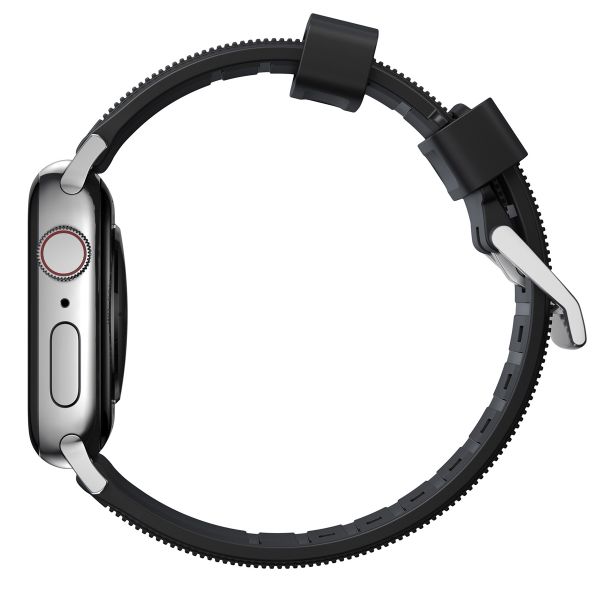 Nomad Bracelet robuste FKM Apple Watch Series 1 á 10 / SE / Ultra (2) (44/45/46/49 mm) - Argent/Noir