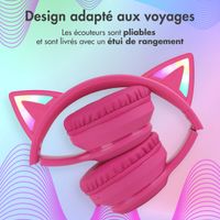 imoshion Casque sans fil pour enfants LED Light Cat Ear - Limiteur de décibels - Avec câble AUX - Hot Pink