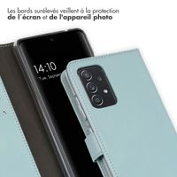Selencia Étui portefeuille en cuir véritable Samsung Galaxy A52(s) (5G/4G) - Air Blue