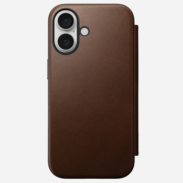 Nomad Étui de télephone portefeuille Modern Leather Folio Apple iPhone 16 - Marron