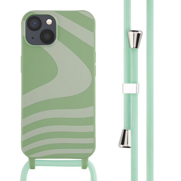 imoshion Coque design en silicone avec cordon iPhone 13 - Retro Green