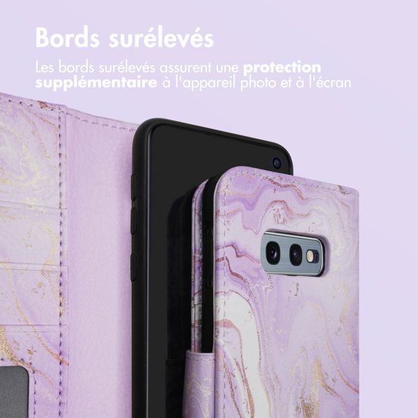 imoshion Étui de télephone portefeuille Design Samsung Galaxy S10e - Purple Marble