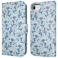 imoshion Étui de télephone portefeuille Design Apple iPhone SE (2022 / 2020) / 8 / 7 / 6(s) - Blue Flowers
