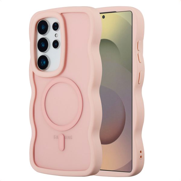 Selencia Coque arrière Wavy avec MagSafe Samsung Galaxy S25 Ultra - Soft Pink