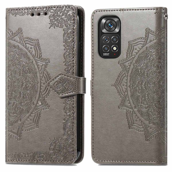 imoshion Etui de téléphone portefeuille Mandala Xiaomi Redmi Note 11 (4G) / Note 11S (4G) - Gris