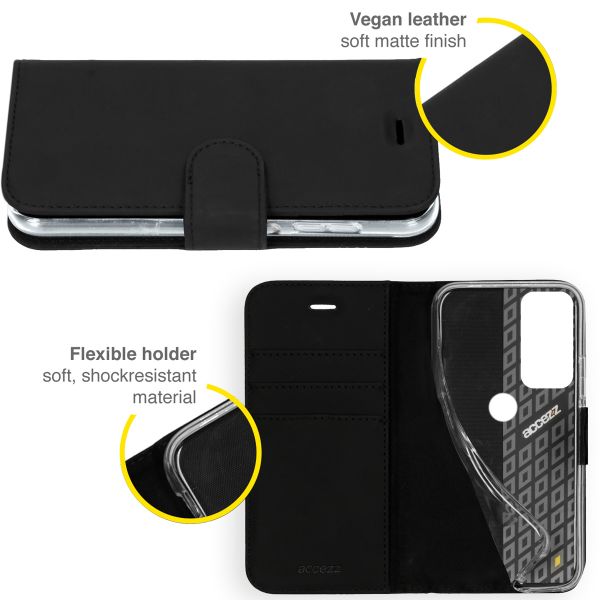 Accezz Étui de téléphone portefeuille Wallet Motorola Moto G60 - Noir