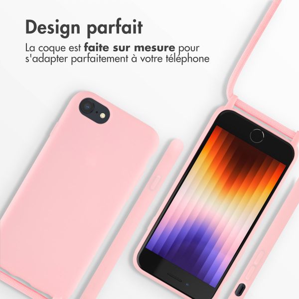 imoshion Coque en silicone avec cordon Apple iPhone SE (2022 / 2020) / 8 / 7 - Rose