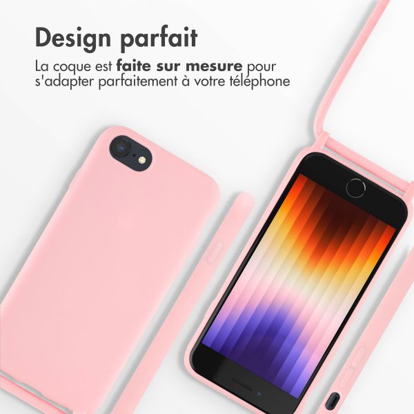 imoshion ﻿Coque en silicone avec cordon iPhone SE (2022 / 2020) / 8 / 7 - Rose