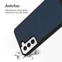 Accezz Coque en cuir de qualité supérieure avec fentes pour cartes Samsung Galaxy S22 Plus - Bleu foncé