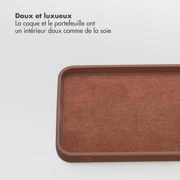 Selencia Étui portefeuille amovible Olyn avec MagSafe Samsung Galaxy S24 FE - Marron