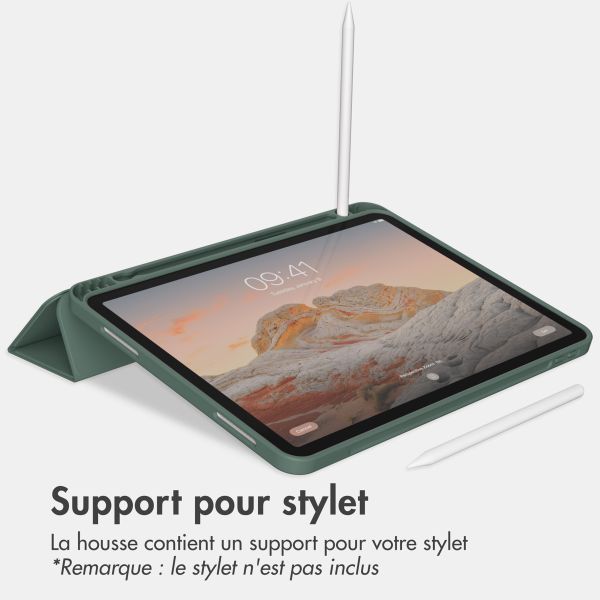 Accezz Coque tablette portefeuille Smart Silicone Apple iPad Air 11 pouces (2025) M3 / (2024) M2 / Air 5 (2022) / Air 4 (2020) - Vert foncé
