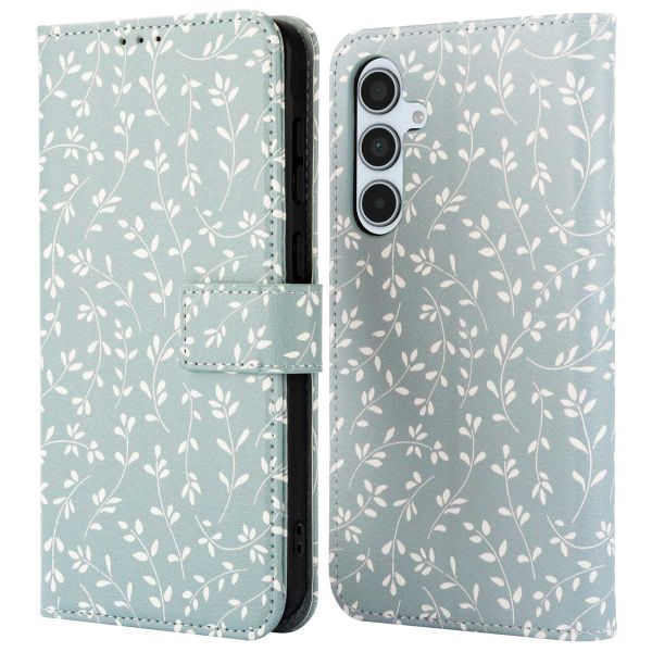 imoshion Étui de téléphone portefeuille Design Samsung Galaxy A35 - Smoke Green Flowers